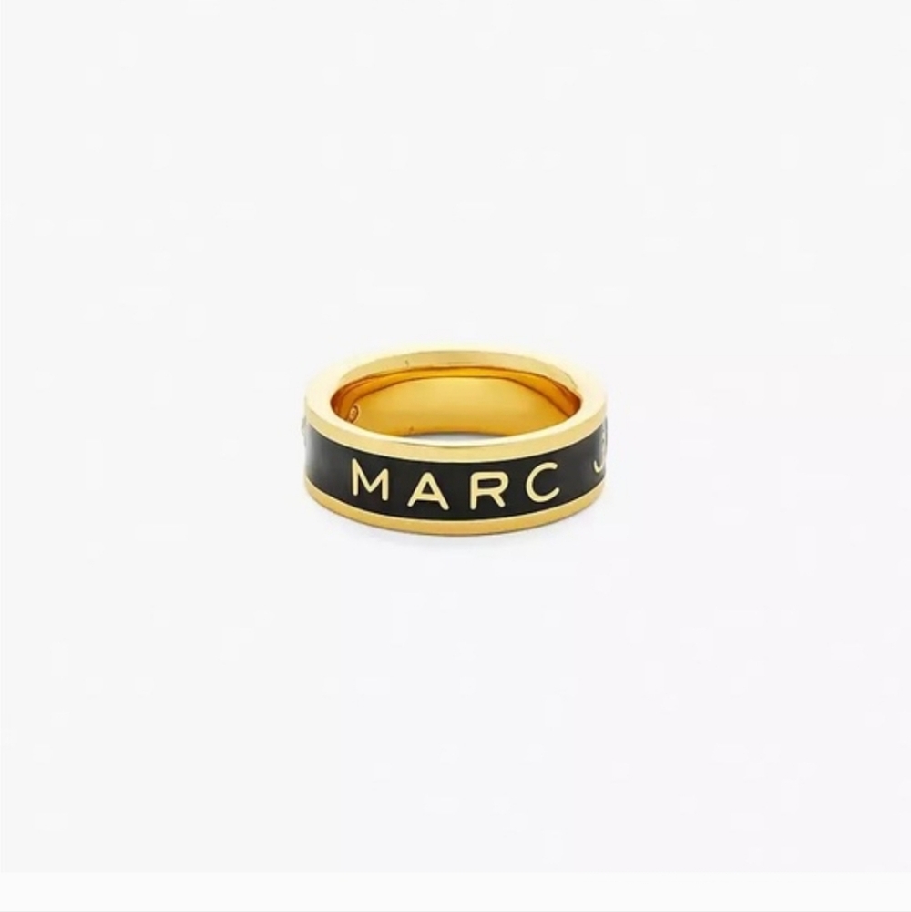 Marc Jacobs Gold/Black Medallion Band Ring, NWT